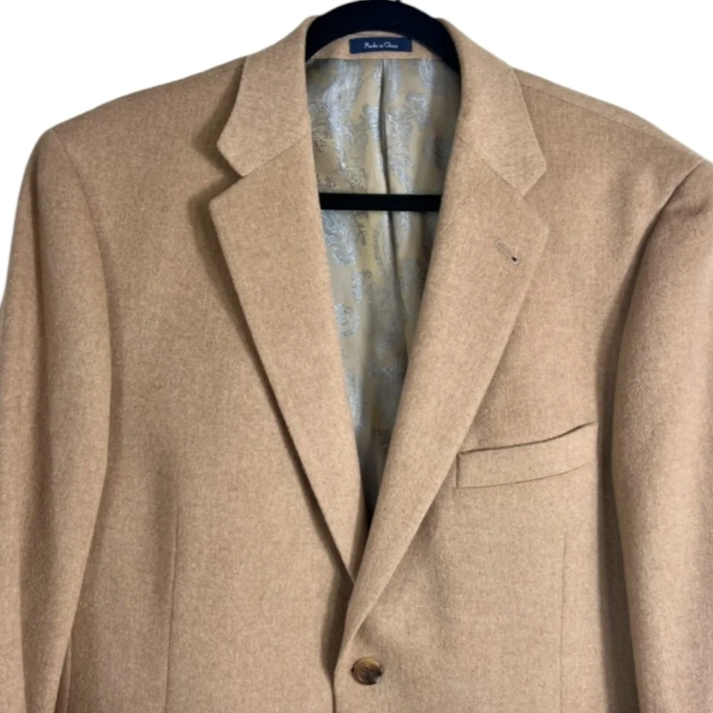 Turnbury 100% Camel Hair Blazer Sports Coat Tan 44S Academia Office Classic